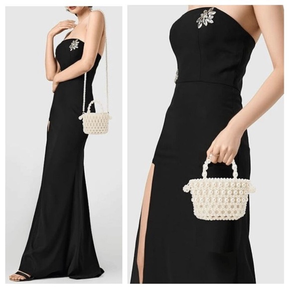 🤍 LULLA COLLECTION Pearl Beaded Mini Evening Bridal Clutch Purse Bag NWT - Picture 4 of 8